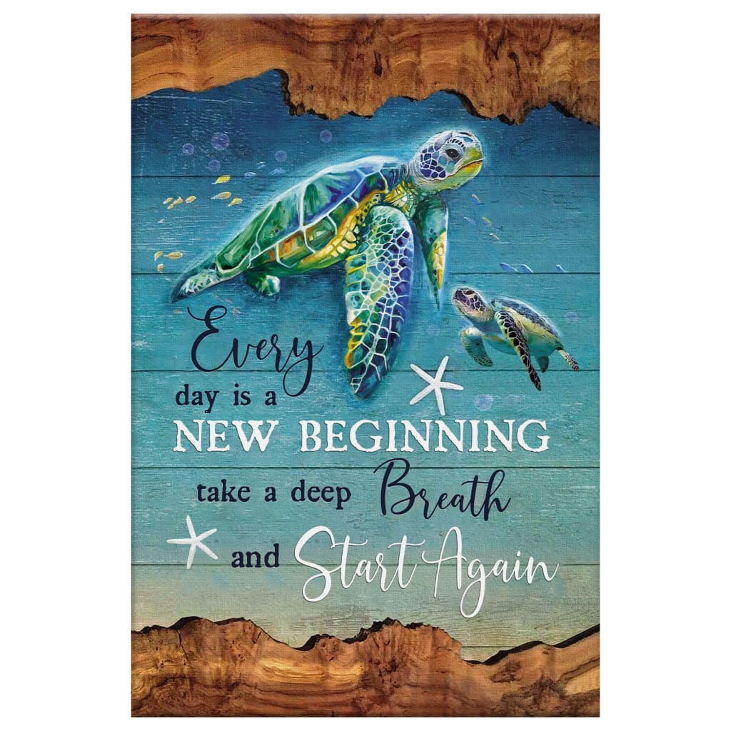 Christian Every Day Is A New Beginning Turtle Beach Canvas Art - Bible Verse Canvas - Scripture Wall Art