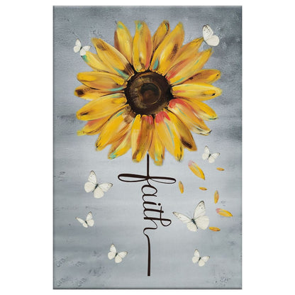 Christian Faith Cross Butterfly Sunflower Canvas Art - Bible Verse Canvas - Scripture Wall Art
