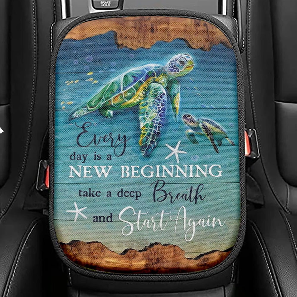 Christian Faith Cross Butterfly Sunflower Seat Box Cover, Bible Verse Car Center Console Cover, Scripture Car Interior Accessories