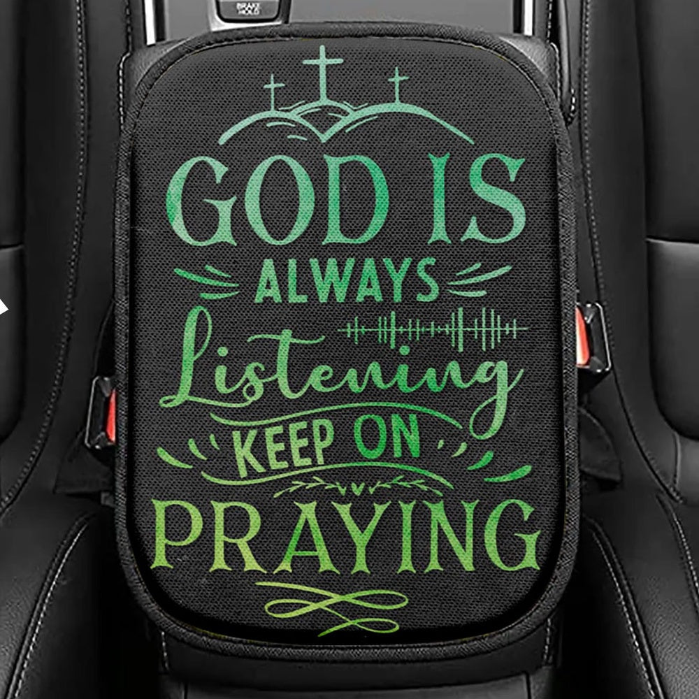 Christian Give Thanks Flowers Seat Box Cover, Bible Verse Car Center Console Cover, Scripture Car Interior Accessories