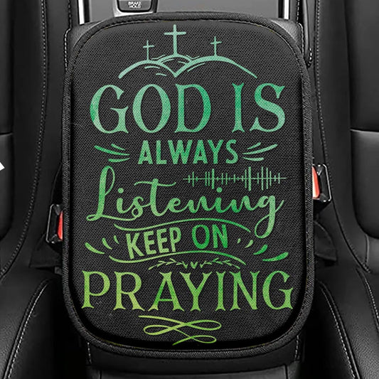 Christian Give Thanks Flowers Seat Box Cover, Bible Verse Car Center Console Cover, Scripture Car Interior Accessories