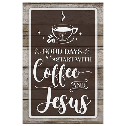 Christian Good Days Start With Coffee And Jesus Canvas Art - Bible Verse Canvas - Scripture Wall Art