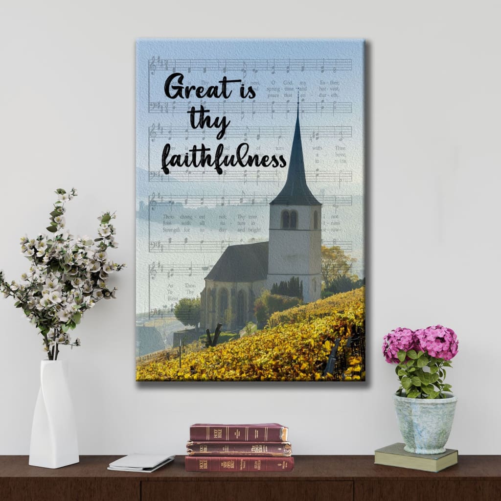 Christian Great Is Thy Faithfulness Chapel Christian Canvas Art - Bible Verse Canvas - Scripture Wall Art