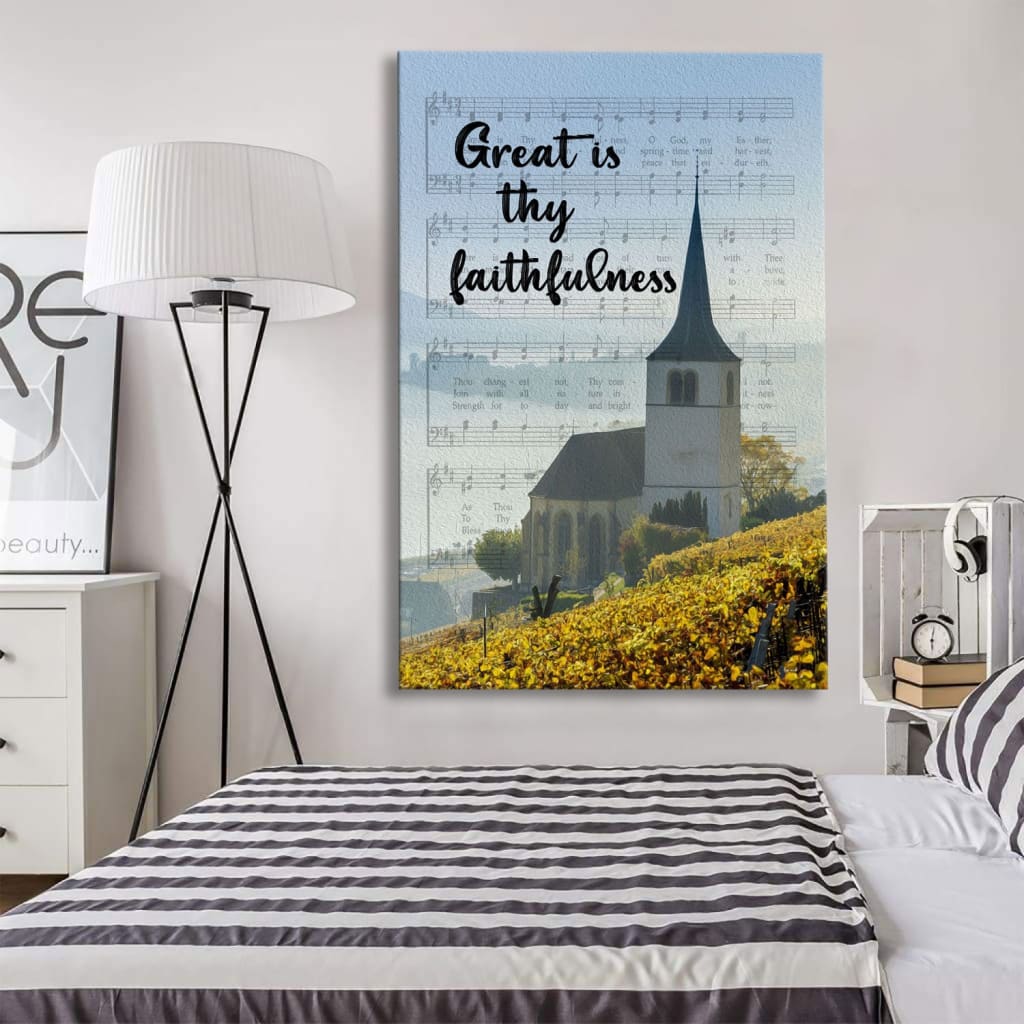 Christian Great Is Thy Faithfulness Chapel Christian Canvas Art - Bible Verse Canvas - Scripture Wall Art