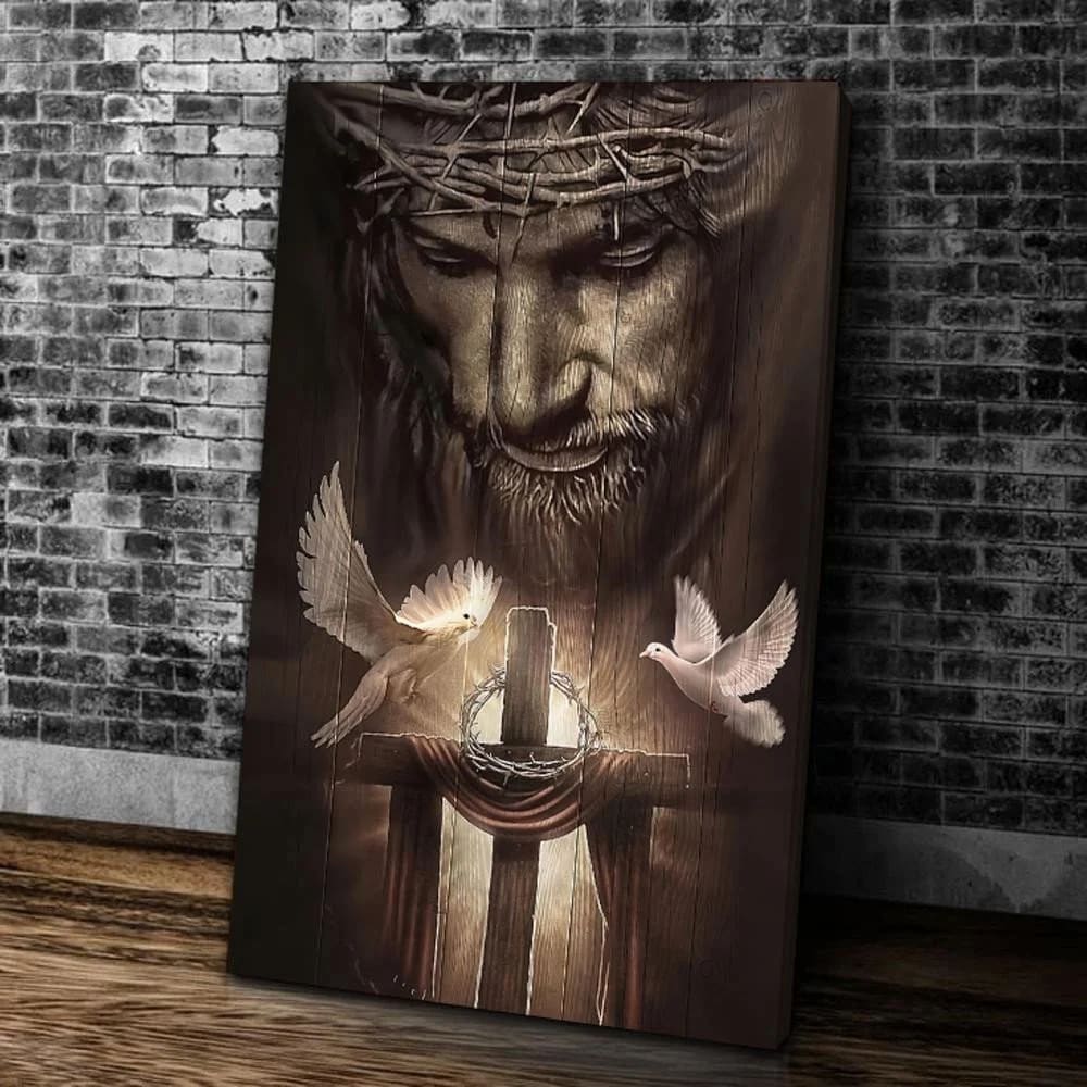 Christian Home Wall Decor, Christian Canvas, Jesus Art Decor, Jesus Christ, Bird And Cross Canvas, Jesus Christ Canvas - Canvas Decor Ideas