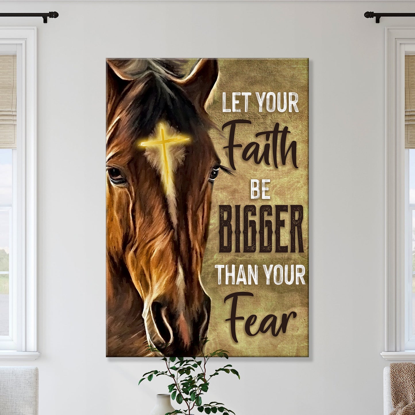 Christian Horse Painting Canvas Wall Art - Christian Wall Decor - Bible Verse Canvas Art