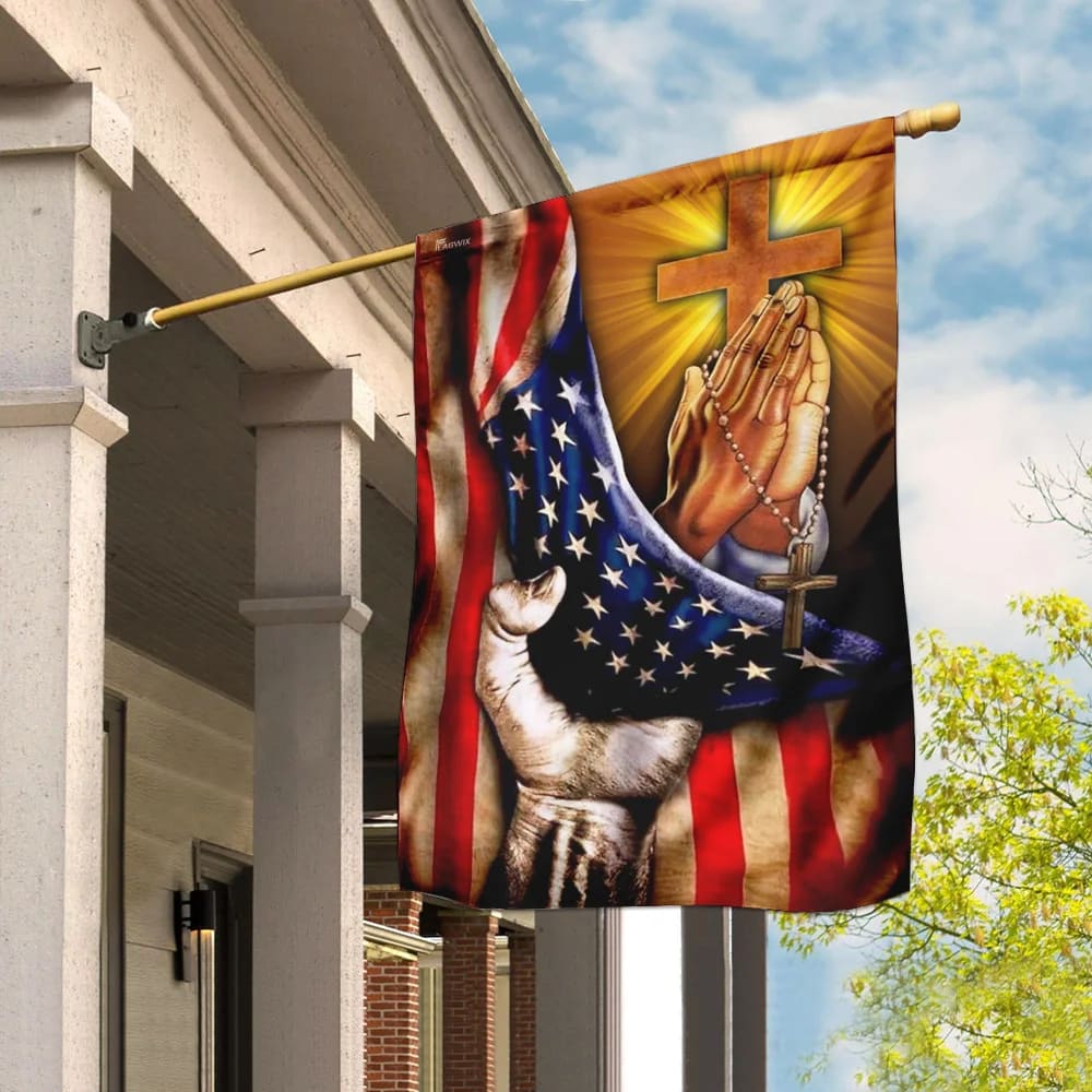 Christian Jesus American Flag - Outdoor Christian House Flag - Christian Garden Flags