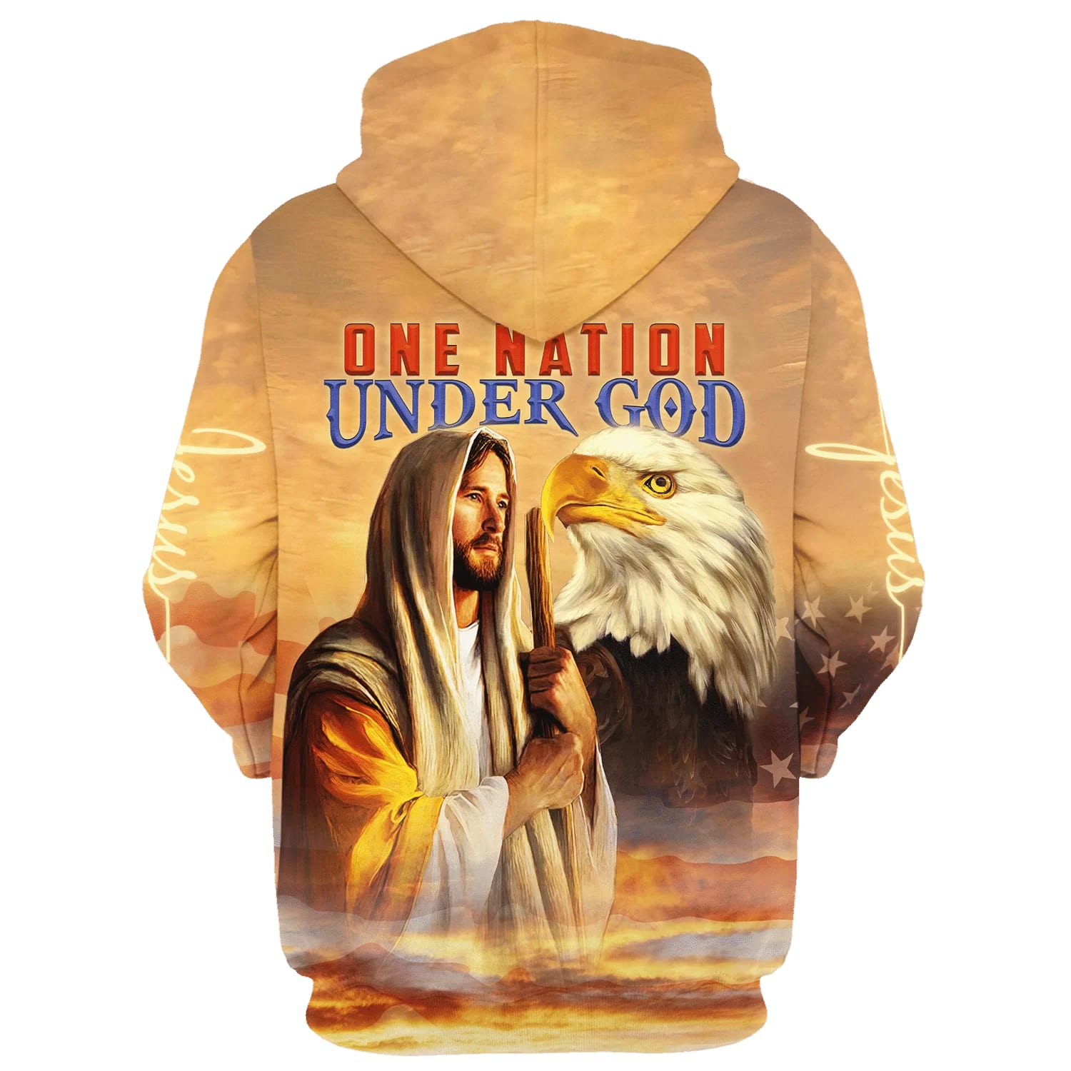 Christian Jesus And Eagle One Nation Under God 3D Hoodies - Jesus Hoodie - Men & Women Christian Hoodie - 3D Printed Hoodie