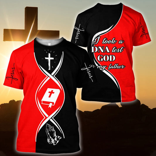 Christian Jesus Dna Test Red And Black Color Jesus Unisex Shirts - Christian 3d Shirts For Men Women