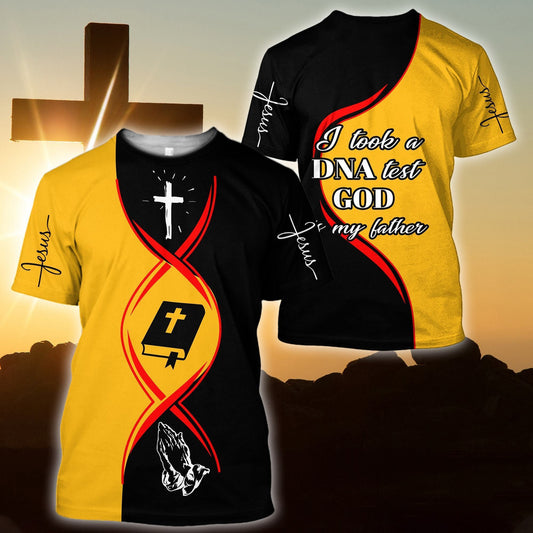 Christian Jesus Dna Test Yeallow And Black Color Jesus Unisex Shirts - Christian 3d Shirts For Men Women