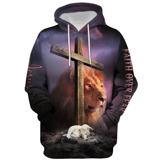 Christian Jesus Lion And The Lamb Hoodie - Men & Women Christian Hoodie - 3D Printed Hoodie