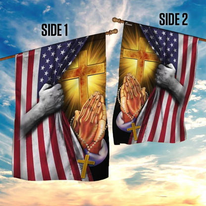 Christian Jesus Pray For America House Flags - Christian Garden Flags - Outdoor Christian Flag