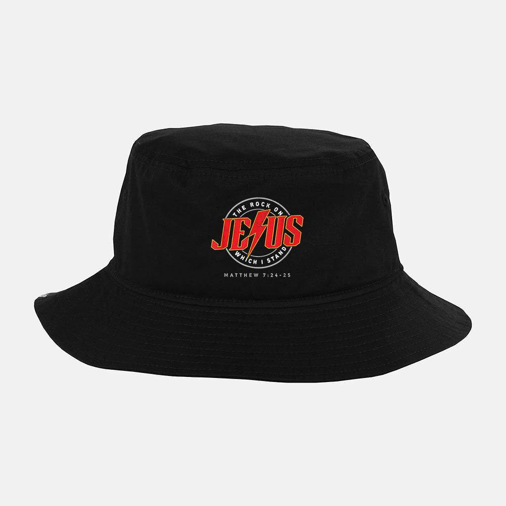 Christian Jesus Rock Band Matthew 7_24, Retro Vintage Bucket Hat