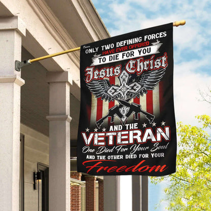 Christian Jesus Veteran House Flags - Christian Garden Flags - Outdoor Christian Flag