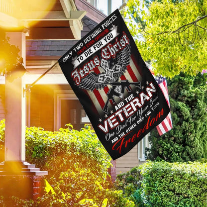 Christian Jesus Veteran House Flags - Christian Garden Flags - Outdoor Christian Flag