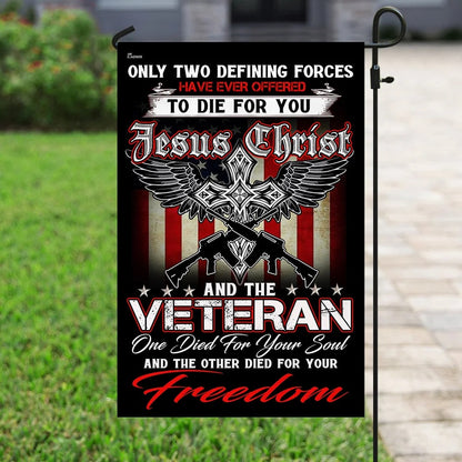 Christian Jesus Veteran House Flags - Christian Garden Flags - Outdoor Christian Flag