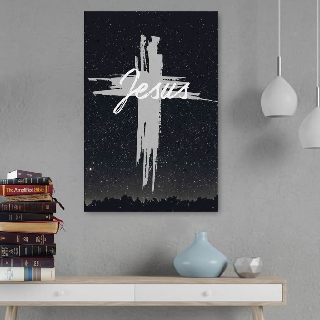 Christian Jesus Word Cross Canvas Art - Bible Verse Canvas - Scripture Wall Art