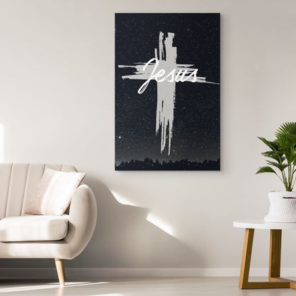 Christian Jesus Word Cross Canvas Art - Bible Verse Canvas - Scripture Wall Art
