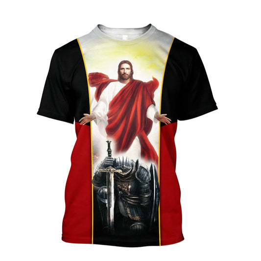 Christian Knight Templar Jesus Unisex Shirts - Christian 3d Shirts For Men Women