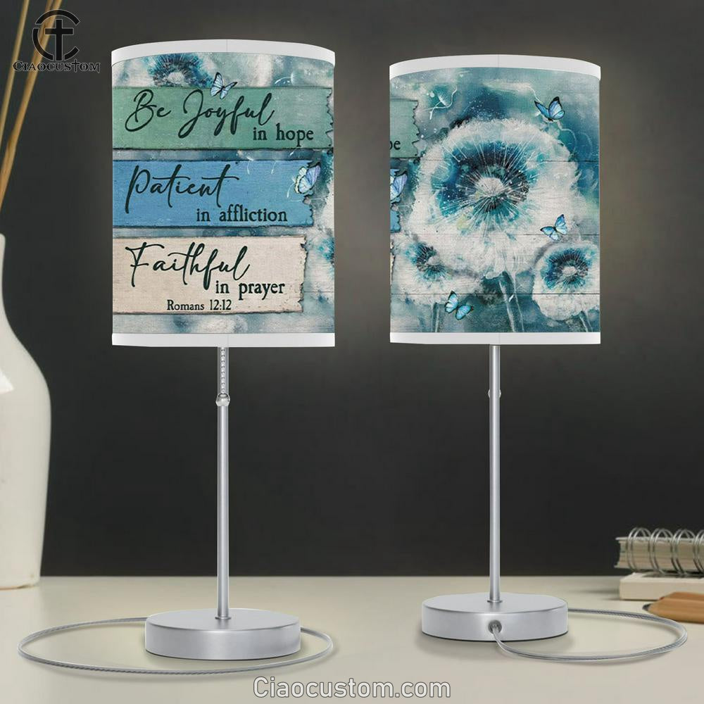 Christian Lamp Art Be Joyful In Hope Romans 1212 Table Lamp For Bedroom - Christian Room Decor