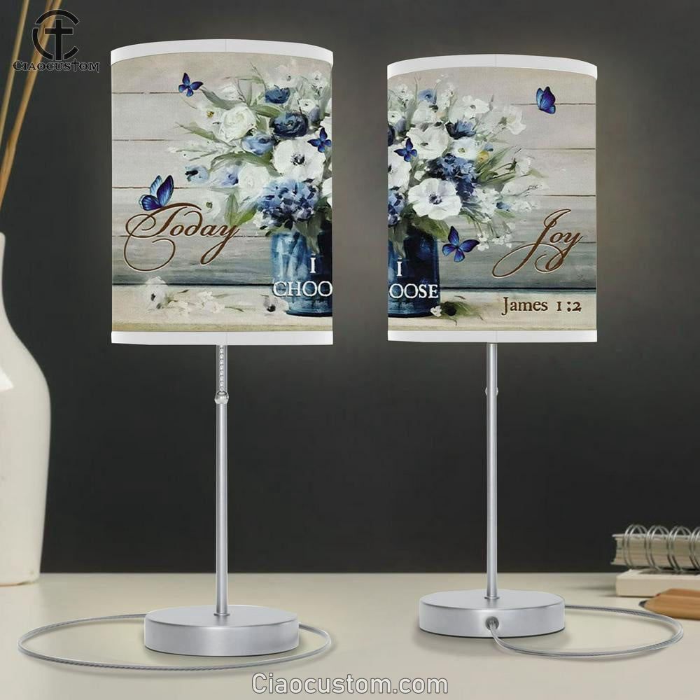 Christian Lamp Art Butterfly Flower - Today I Choose Joy Table Lamp For Bedroom Print - Christian Room Decor