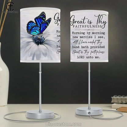 Christian Lamp Art Great Is Thy Faithfulness Table Lamp For Bedroom - Christian Room Decor