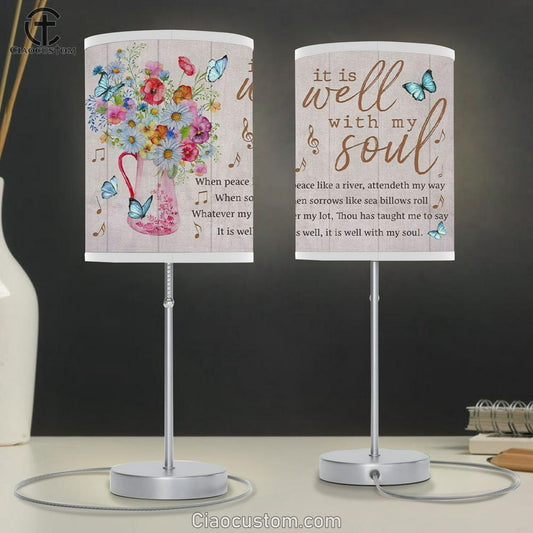 Christian Lamp Art In The Morning When I Rise Give Me Jesus Butterfly Sunflower Table Lamp Print - Christian Room Decor