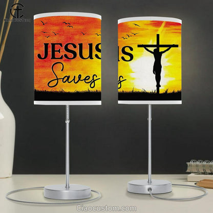 Christian Lamp Art Jesus Saves Table Lamp For Bedroom Print - Christian Room Decor