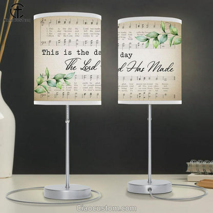 Christian Lamp Art This Is The Day The Lord Has Made Sheet Music Table Lamp For Bedroom - Christian Room Decor