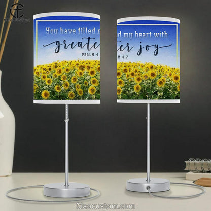 Christian Lamp Art You Have Filled My Heart With Greater Joy Psalm 47 Table Lamp Print - Christian Room Decor