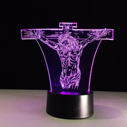 Christian Lamp INRI Cross 3D Illusion Lamp - Christian Night Light - Christian Home Decor - Christian Easter Gifts