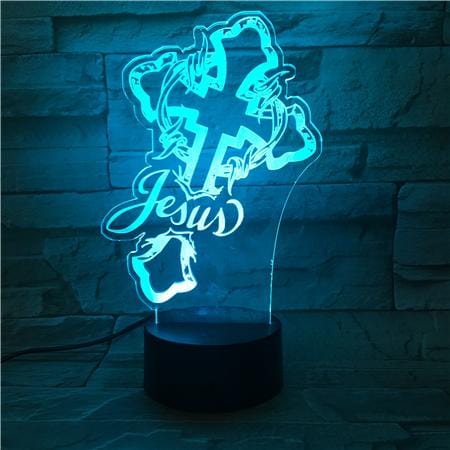 Christian Lamp Jesus Cross 3D Illusion Lamp - Christian Night Light - Christian Home Decor - Christian Easter Gifts