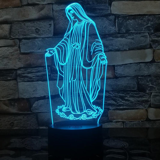 Christian Lamp Mother Mary 3D Illusion Lamp - Christian Night Light - Christian Home Decor - Christian Easter Gifts