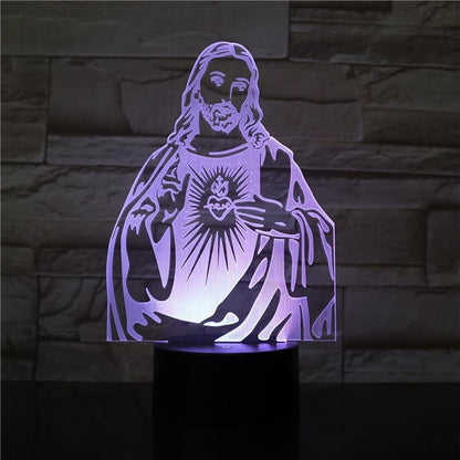 Christian Lamp Sacred Heart 3D Illusion Lamp - Christian Night Light - Christian Home Decor - Christian Easter Gifts