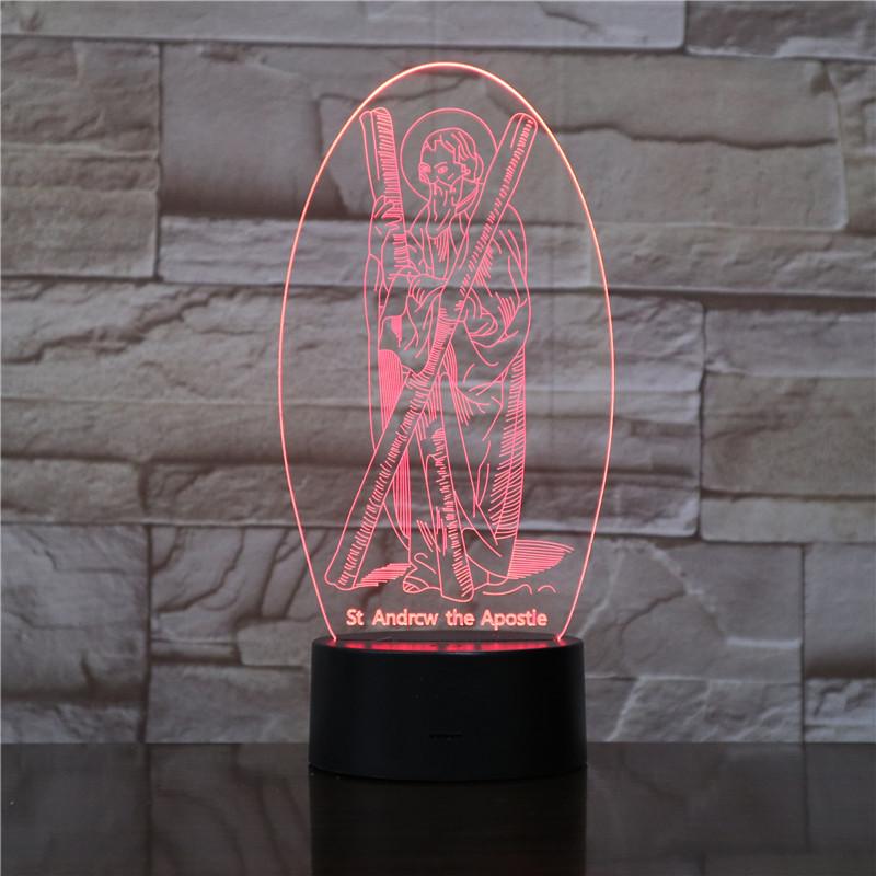 Christian Lamp St Andrew 3D Illusion Lamp - Christian Night Light - Christian Home Decor - Christian Easter Gifts