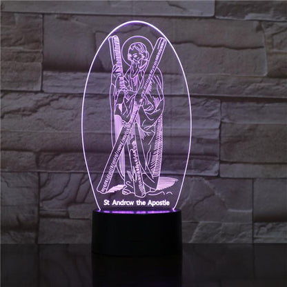 Christian Lamp St Andrew 3D Illusion Lamp - Christian Night Light - Christian Home Decor - Christian Easter Gifts