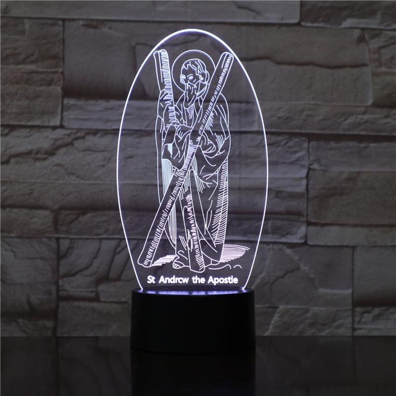 Christian Lamp St Andrew 3D Illusion Lamp - Christian Night Light - Christian Home Decor - Christian Easter Gifts