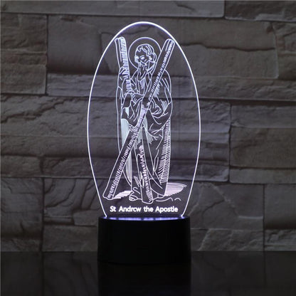 Christian Lamp St Andrew 3D Illusion Lamp - Christian Night Light - Christian Home Decor - Christian Easter Gifts