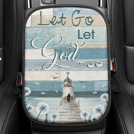 Christian Let Go Let God Seat Box Cover, Bible Verse Car Center Console Cover, Scripture Car Interior Accessories