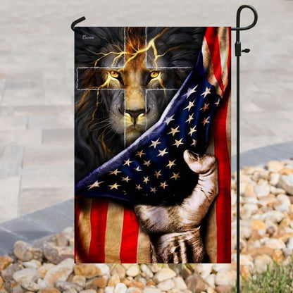 Christian Lion Cross House Flags - Christian Garden Flags - Outdoor Christian Flag