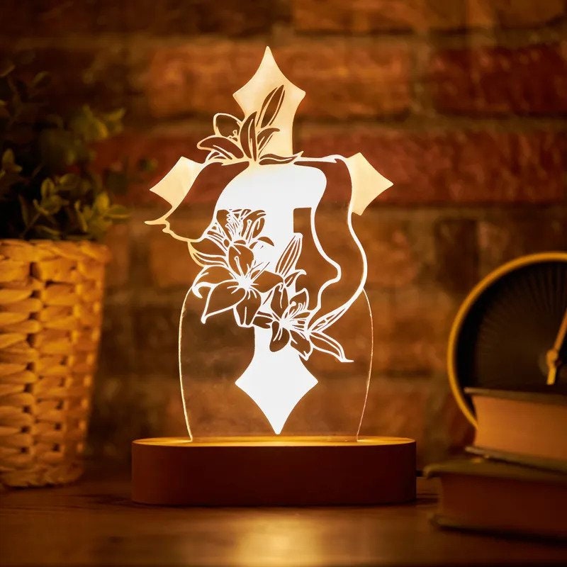 Christian Night Light for Gifts for Him - 3D Christian Art Led Lamp for Valentine's Day Gifts - Christian Gifts Table Lamp Anniversary Gifts for Her