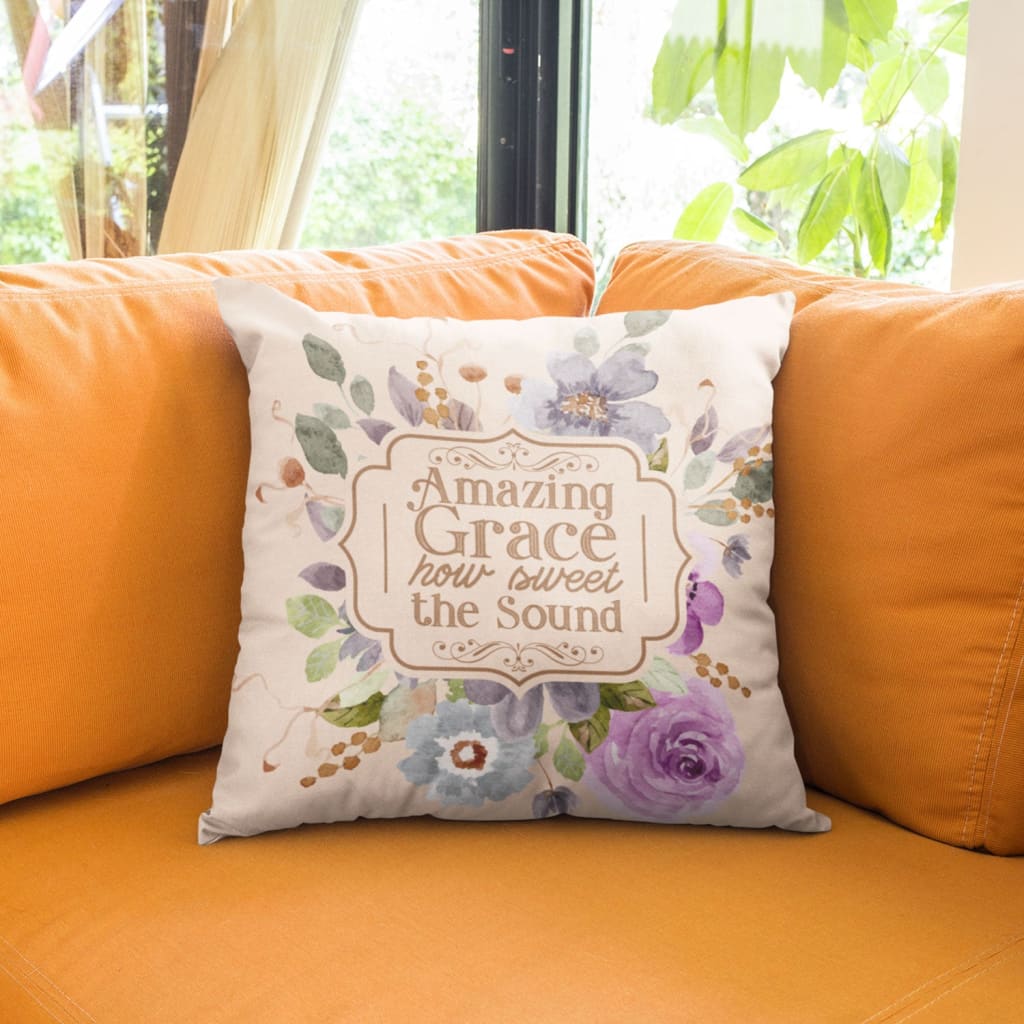 Christian Pillows Amazing Grace How Sweet The Sound Flower Painting Pillow