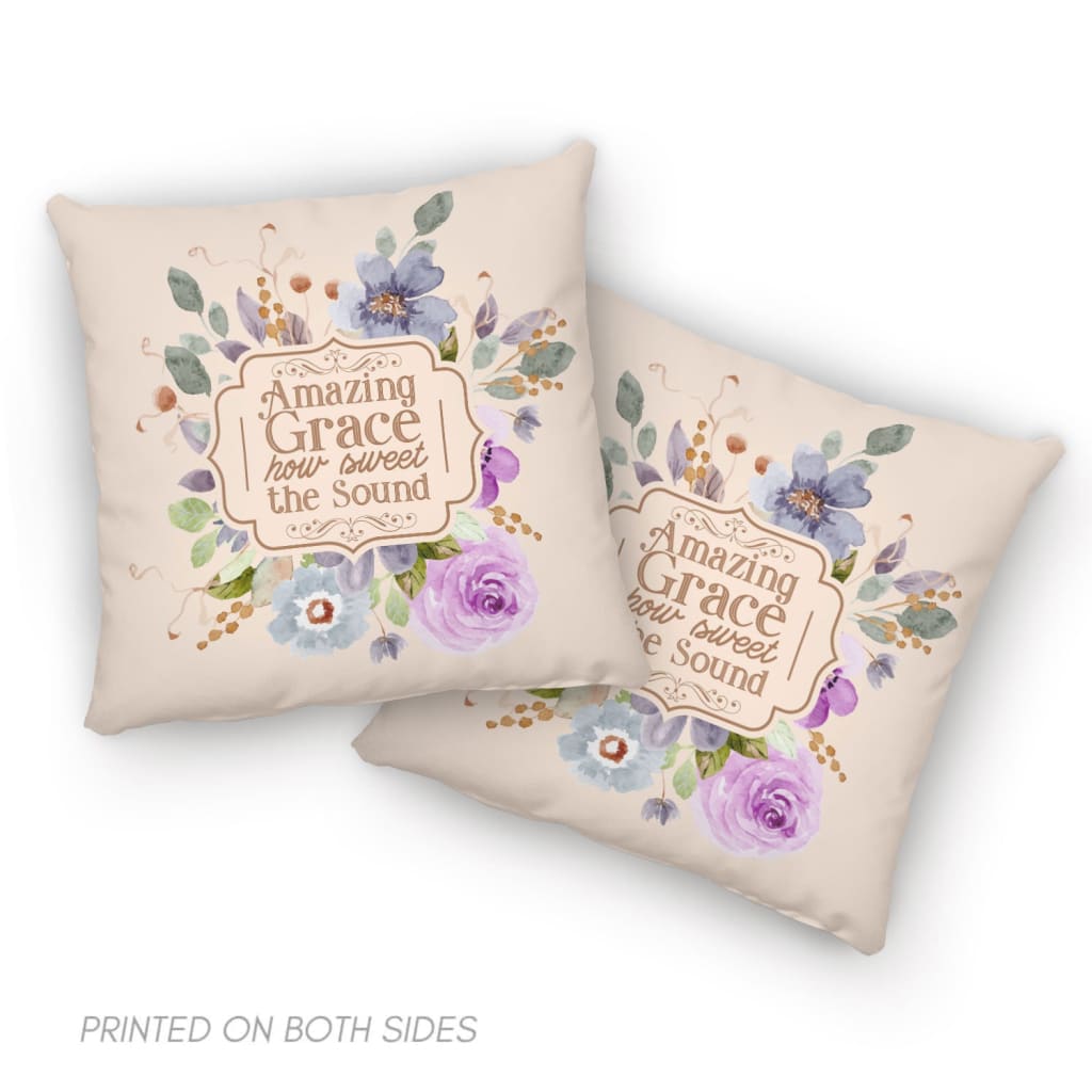Christian Pillows Amazing Grace How Sweet The Sound Flower Painting Pillow