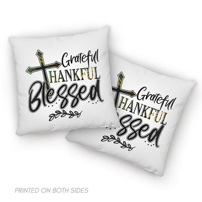 Christian Pillows Grateful Thankful Blessed Pillow