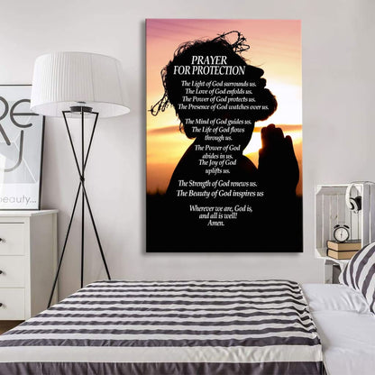 Christian Prayer For Protection Canvas Art - Bible Verse Canvas - Scripture Wall Art