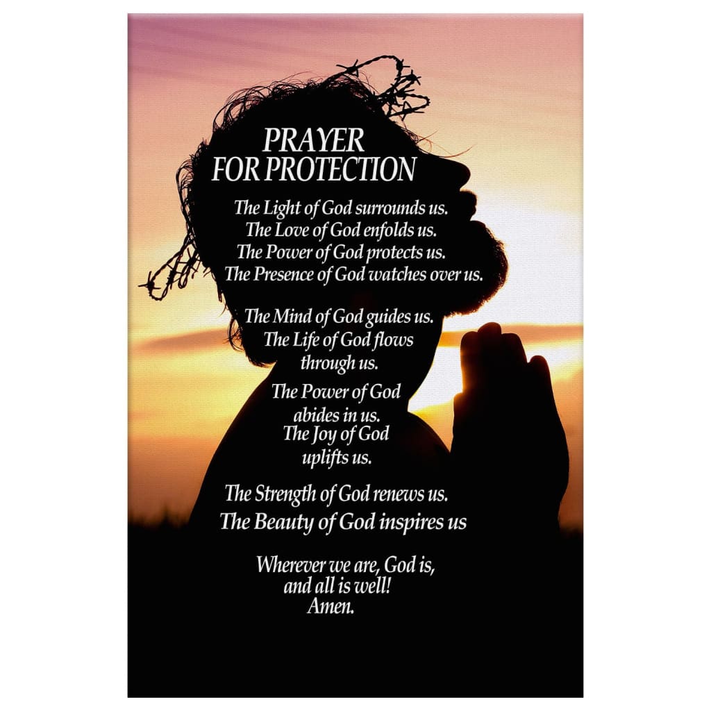 Christian Prayer For Protection Canvas Art - Bible Verse Canvas - Scripture Wall Art