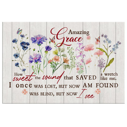 Christian Song Wall Art Amazing Grace How Sweet The Sound Canvas Print - Religious Wall Decor