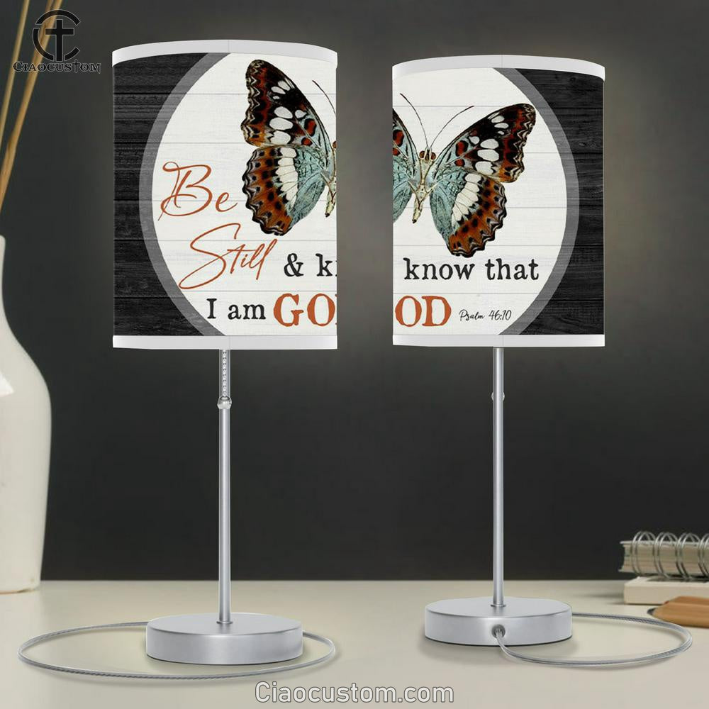 Christian Table Lamp For Bedroom - Be Still And Know That I Am God Butterflies - Christian Room Decor