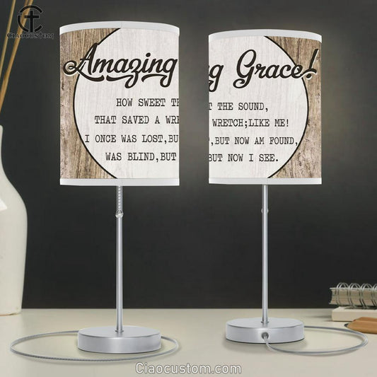 Christian Table Lamp For Bedroom Amazing Grace How Sweet The Sound Table Lamp Print - Christian Room Decor