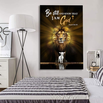 Christian The Lion The Lamb Be Still And Know Canvas Art - Bible Verse Canvas - Scripture Wall Art